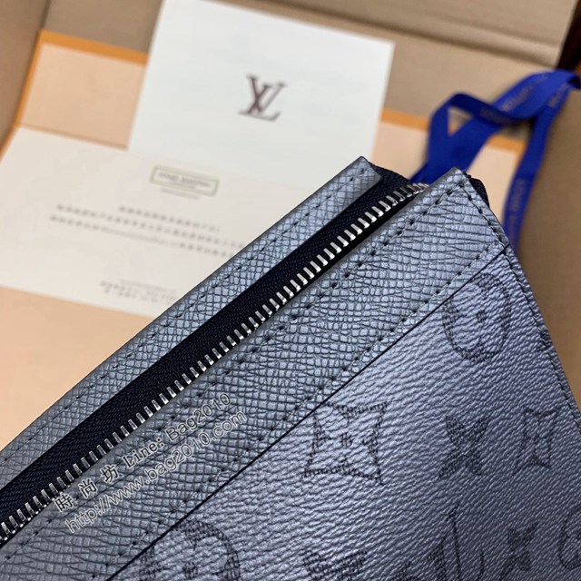 LV專櫃2023新款升級版男士手包 M30840灰 路易威登Pochette Voyage手拿包 dn1037
